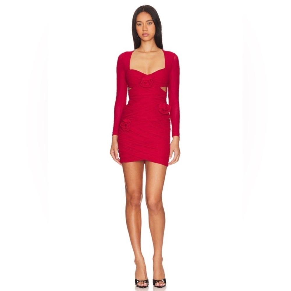 Bardot Vibrant Red Long Sleeve Dress